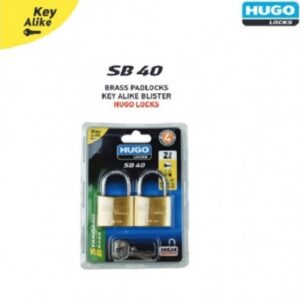 1202342 – Hugo Locks 60288 SB40 Λουκέτα Από Ορείχαλκο Σετ 2 Τεμαχίων Με Ίδιο Κλειδί 40mm
