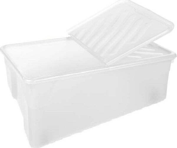 1204651 – Homeplast Κουτί Φύλαξης Με Καπάκι Και Ροδάκια 92lt 70x46x31cm Λευκό