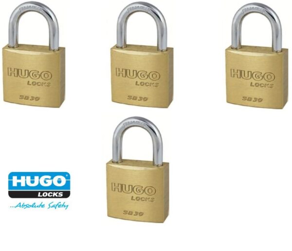 1202341 – Hugo Locks 60287 SB30 Λουκέτα Από Ορείχαλκο Σετ 4 Τεμαχίων Με Ίδιο Κλειδί 30mm