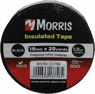 1205544 – Morris Μονωτική Ταινία ISO9001 19mm x 18m Μαύρη – 13758
