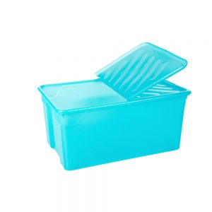 Homeplast Κουτί Φύλαξης Με Καπάκι Και Ροδάκια 92lt 70x46x31cm Γαλάζιο