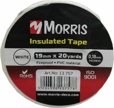 Morris Μονωτική Ταινία ISO9001 19mm x 18m Λευκή - 13757