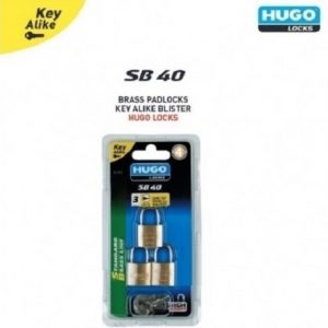 Hugo Locks 60289 SB40 Λουκέτα Από Ορείχαλκο Σετ 3 Τεμαχίων Με Ίδιο Κλειδί 40mm