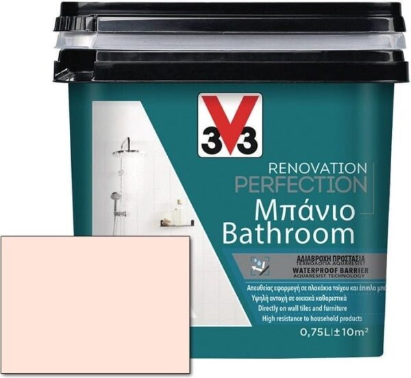 Χρώμα Ανακαίνισης μπάνιου νερού V33 Renovation Perfection Bathroom 0,75L Powder pink Satin