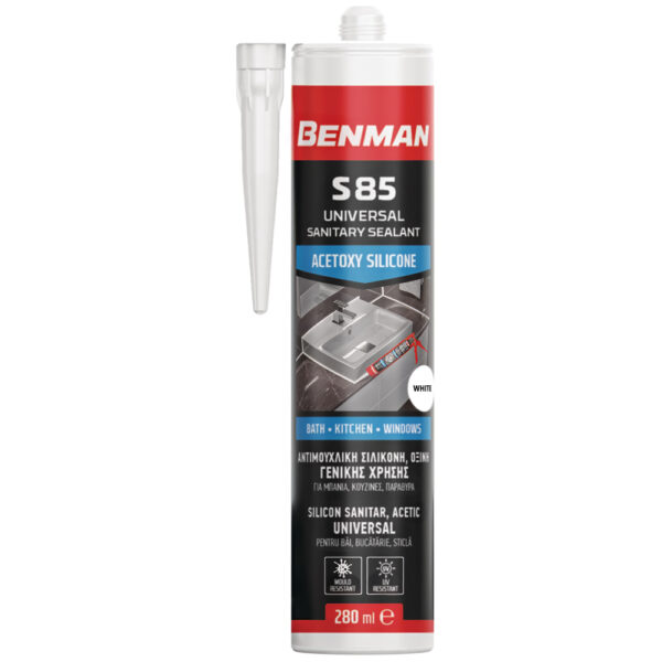 Σιλικόνη αντιμουχλική λευκή 280ml Benman S85